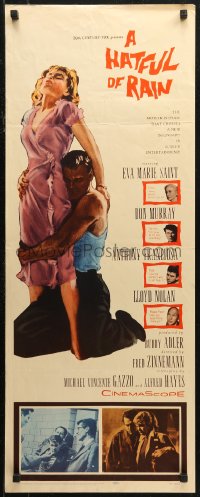 7b1401 HATFUL OF RAIN insert 1957 Fred Zinnemann early drug classic, Eva Marie Saint, Don Murray