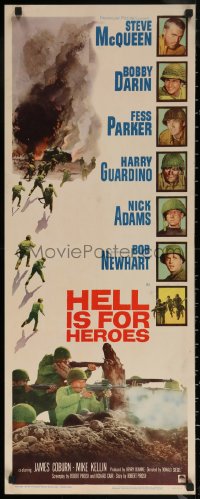 7b1405 HELL IS FOR HEROES insert 1962 Steve McQueen, Bob Newhart, Fess Parker, Bobby Darin