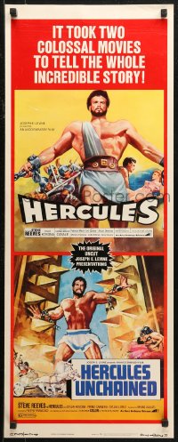 7b1407 HERCULES/HERCULES UNCHAINED insert 1973 world's mightiest man Steve Reeves double-bill!