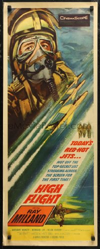 7b1408 HIGH FLIGHT insert 1957 Ray Milland, military fighter pilots fly top secret jets!