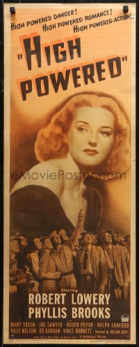 7b1409 HIGH POWERED insert 1945 sexy Phyllis Brooks, Robert Lowery & concerned crowd, ultra rare!