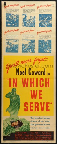 7b1415 IN WHICH WE SERVE insert 1943 Noel Coward & David Lean, English World War II epic, rare!