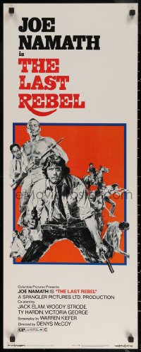7b1426 LAST REBEL insert 1971 cool art of Joe Namath, Woody Strode, Jack Elam!