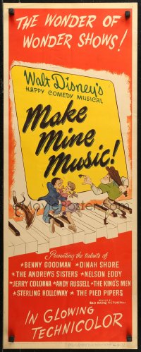 7b1438 MAKE MINE MUSIC insert 1946 Walt Disney full-length feature cartoon, wonderful musical art!