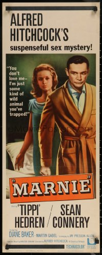 7b1443 MARNIE insert 1964 Sean Connery & Tippi Hedren in Alfred Hitchcock's suspenseful sex mystery!