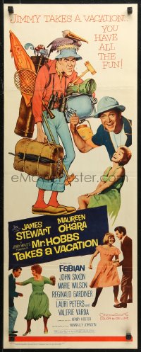 7b1452 MR. HOBBS TAKES A VACATION insert 1962 great wacky full-length art of tourist Jimmy Stewart!