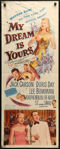 7b1455 MY DREAM IS YOURS insert 1949 Jack Carson, Doris Day, Lee Bowman, Adolphe Menjou!