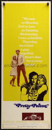 7b1472 PRETTY POISON insert 1968 cool artwork of psycho Anthony Perkins & crazy Tuesday Weld!