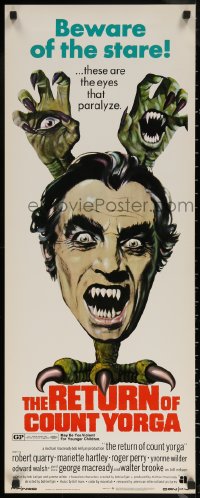 7b1481 RETURN OF COUNT YORGA insert 1971 Robert Quarry, AIP vampires, wild monster art!