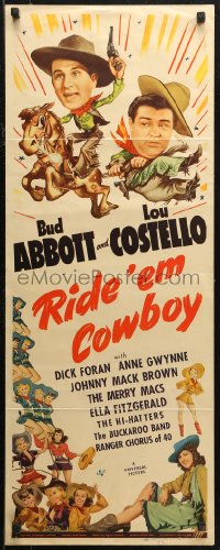 7b1482 RIDE 'EM COWBOY insert 1942 cowboys of Bud Abbott & Lou Costello with sexy girls, rare!