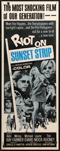 7b1483 RIOT ON SUNSET STRIP insert 1967 hippies with too-tight capris, crazy pot-partygoers!