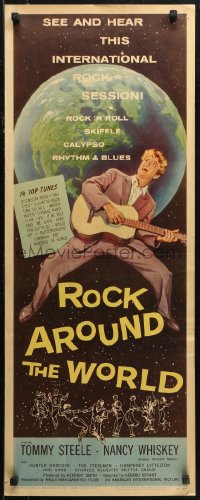 7b1486 ROCK AROUND THE WORLD insert 1957 early rock & roll, great artwork of Tommy Steele!