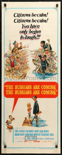 7b1492 RUSSIANS ARE COMING insert 1966 Carl Reiner, great Jack Davis art of Russians vs Americans!