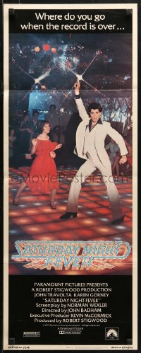 7b1496 SATURDAY NIGHT FEVER insert 1977 best image of disco dancer Travolta & Karen Lynn Gorney