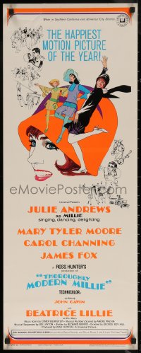 7b1527 THOROUGHLY MODERN MILLIE insert 1967 Bob Peak art of singing & dancing Julie Andrews!
