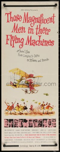 7b1528 THOSE MAGNIFICENT MEN IN THEIR FLYING MACHINES insert 1965 great wacky art of early airplane!