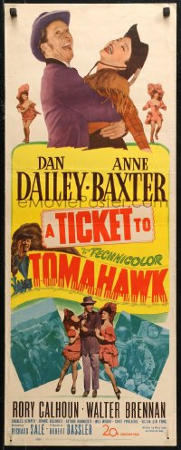 7b1529 TICKET TO TOMAHAWK insert 1950 great images of wacky Dan Dailey & pretty cowgirl Ann Baxter!