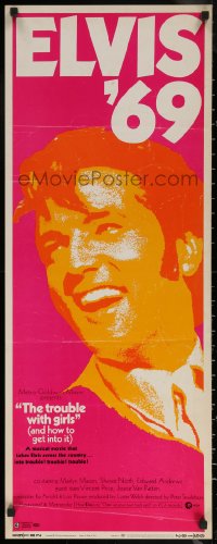 7b1534 TROUBLE WITH GIRLS insert 1969 great gigantic close up art of smiling Elvis Presley!
