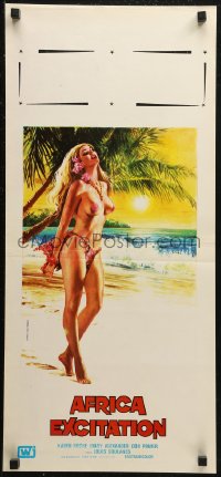 7b0626 AFRICA EROTICA Italian locandina 1980 great art of naked woman on beach, Ferrari art!