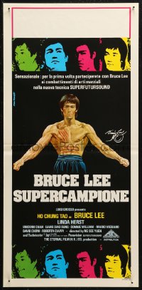 7b0650 BRUCE LEE: THE MAN, THE MYTH Italian locandina 1980 Bruce Lee biography, Tarantelli art!