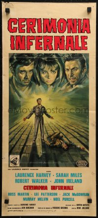7b0657 CEREMONY Italian locandina 1964 Colizzi art of Laurence Harvey, Sarah Miles & dead man!