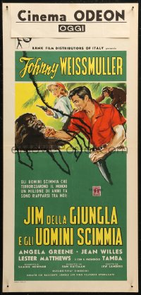 7b0730 JUNGLE JIM IN THE FORBIDDEN LAND Italian locandina 1959 Weissmuller & Tamba, different!