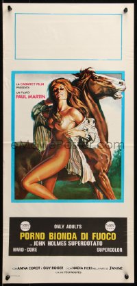 7b0736 LA FIEVRE DANS LA PEAU Italian locandina 1978 sexy nearly naked woman with horse!