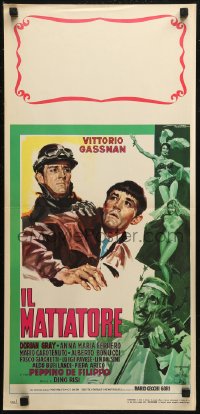 7b0757 LOVE & LARCENY Italian locandina 1960 De Seta montage art of Vittorio Gassman & top cast!