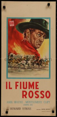 7b0818 RED RIVER Italian locandina R1963 different Casaro artwork of John Wayne, Howard Hawks classic