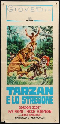 7b0855 TARZAN'S FIGHT FOR LIFE Italian locandina R1972 great images of Gordon Scott in action!