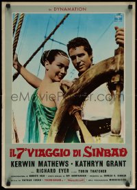 7b1041 7th VOYAGE OF SINBAD Italian 19x27 pbusta 1959 Kerwin Mathews, Harryhausen classic!