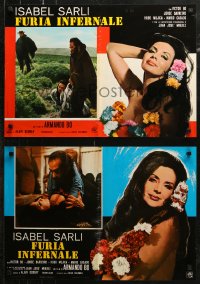 7b0927 ARDENT SUMMER group of 8 Italian 18x26 pbustas 1974 different images of stripper Isabel Sarli!