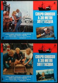 7b0936 DEADLY JAWS group of 8 Italian 18x26 pbustas 1975 German scuba divers, blatant ripoff!