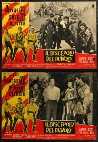 7b0937 DEVIL'S DISCIPLE group of 8 Italian 19x26 pbustas 1960 Burt Lancaster, Kirk Douglas & Olivier!