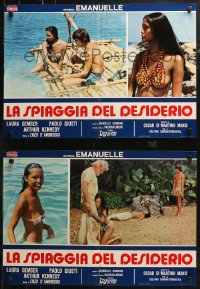 7b0938 EMMANUELLE ON TABOO ISLAND group of 8 Italian 18x26 pbustas 1976 La Spiaggia Del Desiderio!