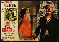 7b1062 LIMELIGHT Italian 19x26 pbusta R1964 aging Charlie Chaplin & young Claire Bloom!