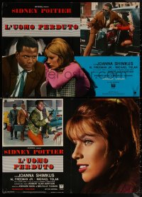 7b1018 LOST MAN group of 4 Italian 18x26 pbustas 1969 Poitier crowded a lifetime into 37 hours!