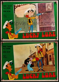 7b0941 LUCKY LUKE group of 8 Italian 18x26 pbustas 1973 Daisy Town, western cartoon action images!