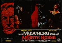 7b1064 MASQUE OF THE RED DEATH Italian 19x26 pbusta 1965 art of Vincent Price + ritual scenes!