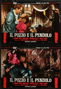 7b0951 PIT & THE PENDULUM group of 8 Italian 18x26 pbustas R1975 Vincent Price, Roger Corman & Poe!