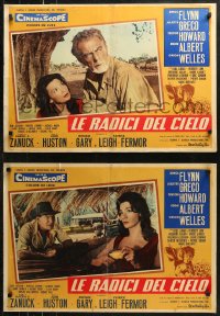 7b1013 ROOTS OF HEAVEN group of 5 Italian 20x28 pbustas 1959 Huston, sexy Julie Greco in Africa!