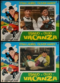 7b1001 STANLIO E OLLIO IN VACANZA group of 6 Italian 18x26 pbustas R1970s art & image of Laurel & Hardy!