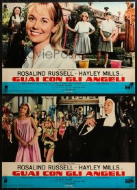 7b0913 TROUBLE WITH ANGELS group of 10 Italian 18x26 pbustas 1966 Mills, Harding, Rosalind Russell!