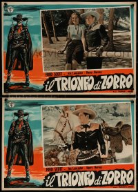 7b1092 RIDIN' THE TRAIL group of 9 Italian 13x19 pbustas R1950s great images of Fred Scott as Zorro!