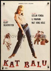 7b0380 CAT BALLOU Yugoslavian 20x28 1965 classic sexy cowgirl Jane Fonda, Lee Marvin, great image!