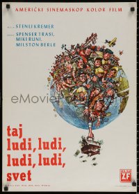 7b0419 IT'S A MAD, MAD, MAD, MAD WORLD Yugoslavian 20x28 1964 great art of entire cast on Earth by Jack Davis!