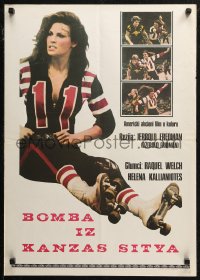 7b0421 KANSAS CITY BOMBER Yugoslavian 20x28 1974 sexy roller derby girl Raquel Welch, different!