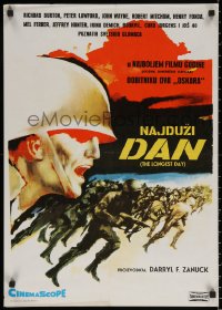 7b0426 LONGEST DAY Yugoslavian 20x28 1962 Zanuck, World War II D-Day, with 42 international stars!