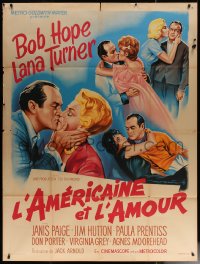 7c0850 BACHELOR IN PARADISE French 1p 1961 Roger Soubie art of Bob Hope, Lana Turner & girls, rare!