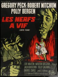 7c0901 CAPE FEAR French 1p 1962 Gregory Peck, Robert Mitchum, classic film noir, cool different art!